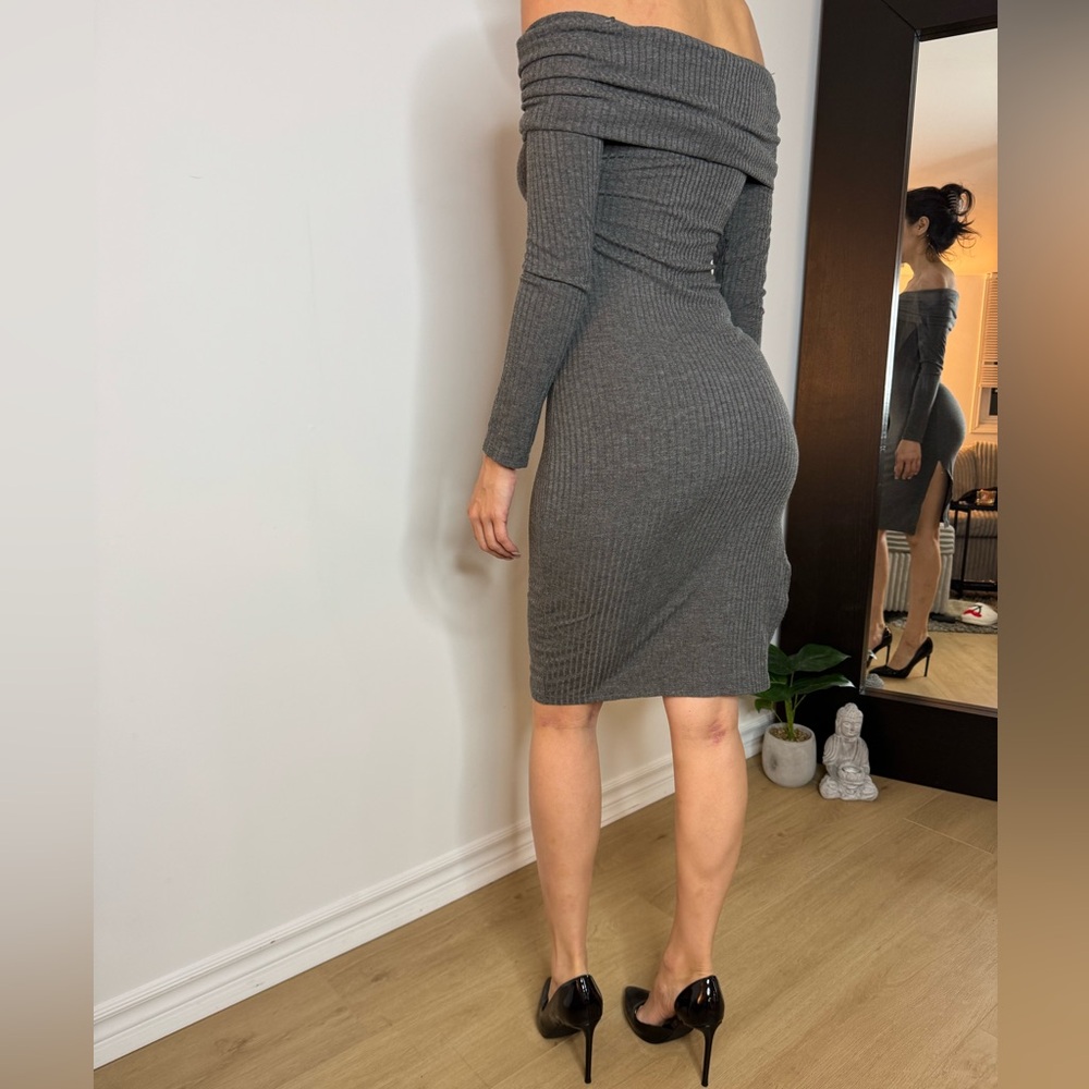 MENDOCINO Gray Ribbed Dress - Picture 3 of 4